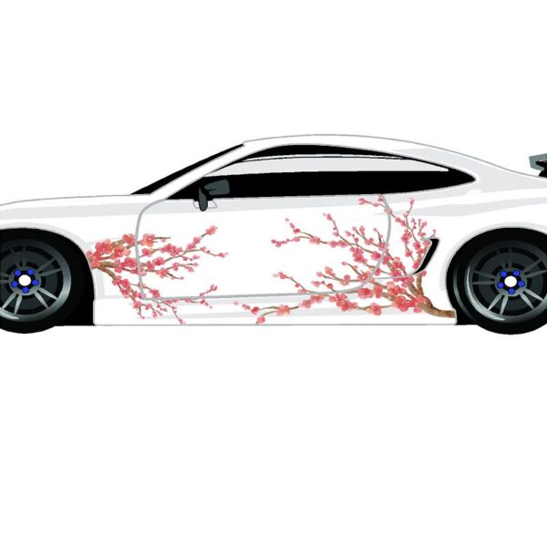 Light Pink / Red Sakura Blossom Decal Set - Image 4