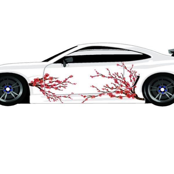 Light Pink / Red Sakura Blossom Decal Set - Image 6